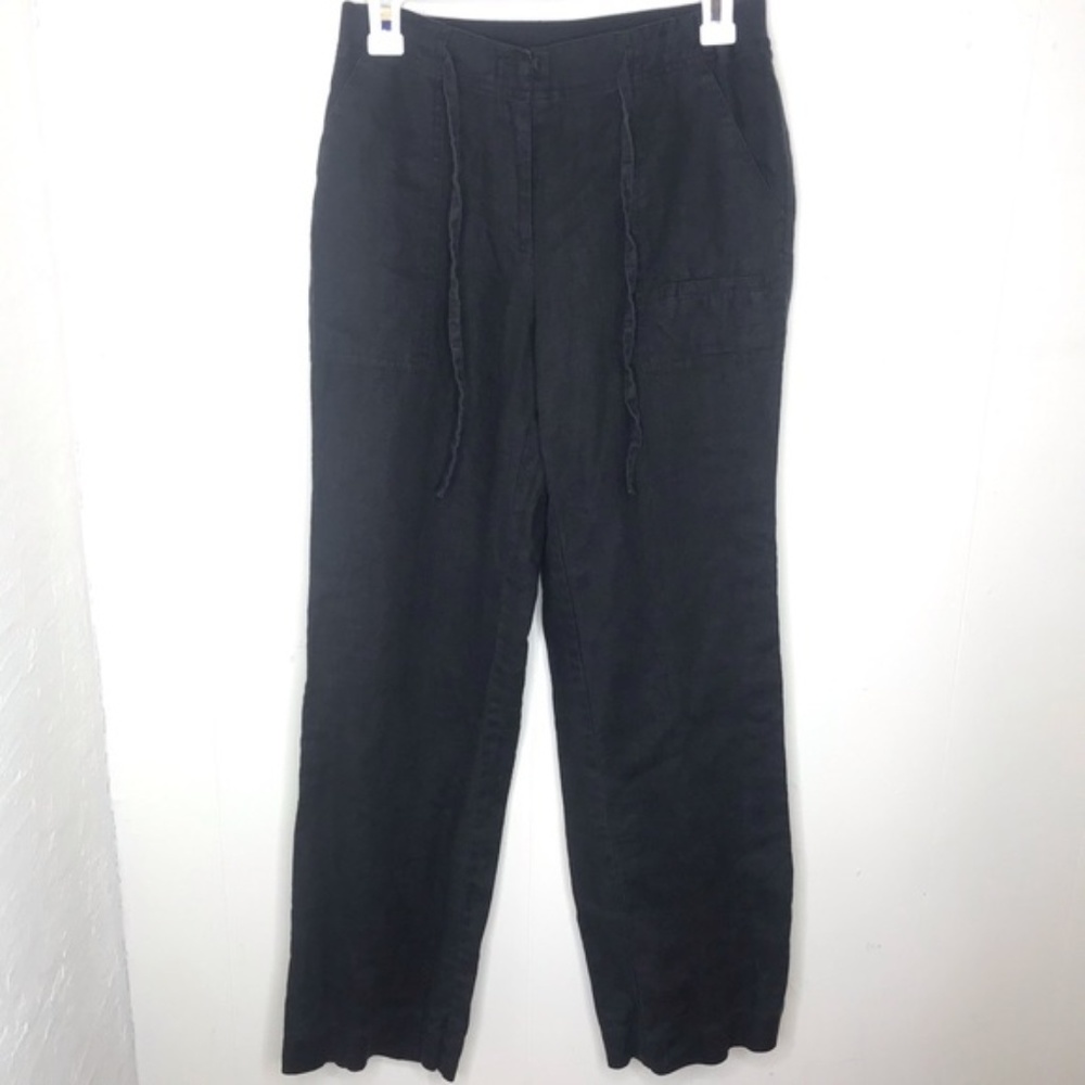 J. Jill Linen Pants Black Drawstring 4